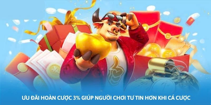 Chương trình ưu đãi hoàn cược 3% giúp người chơi tư tin hơn khi cá cược Chương trình ưu đãi hoàn cược 3% giúp người chơi tư tin hơn khi cá cược